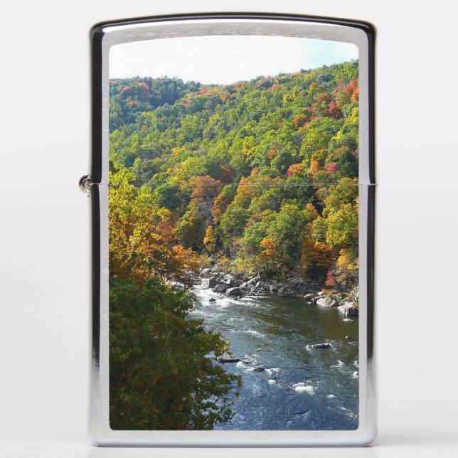 Ohiopyle River in Fall II Pennsylvania Autumn Zippo Lighter (Front)