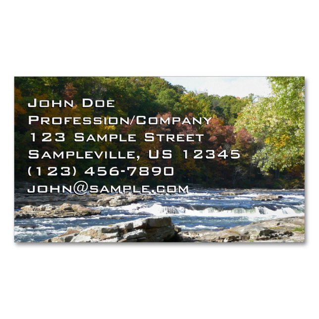 Ohiopyle River Rapids in Fall Pennsylvania Autumn Business Card Magnet (Front)