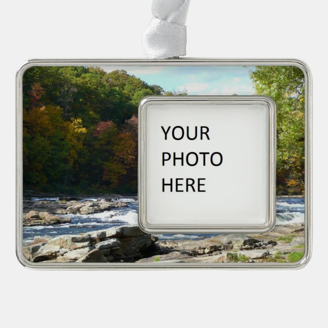 Ohiopyle River Rapids in Fall Pennsylvania Autumn Christmas Ornament (Front)