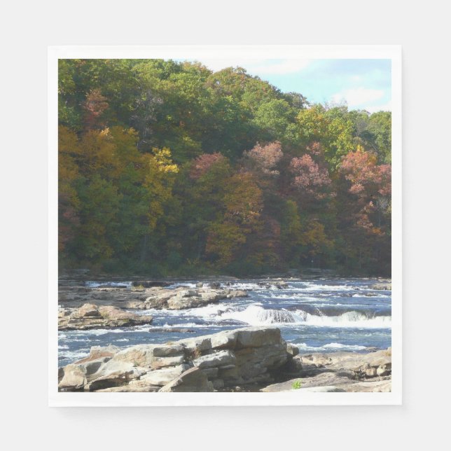 Ohiopyle River Rapids in Fall Pennsylvania Autumn Napkins (Front)