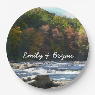 Ohiopyle River Rapids in Fall Pennsylvania Autumn Paper Plates