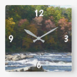 Ohiopyle River Rapids in Fall Pennsylvania Autumn Square Wall Clock