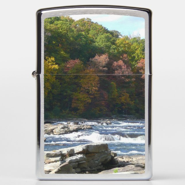 Ohiopyle River Rapids in Fall Pennsylvania Autumn Zippo Lighter (Front)