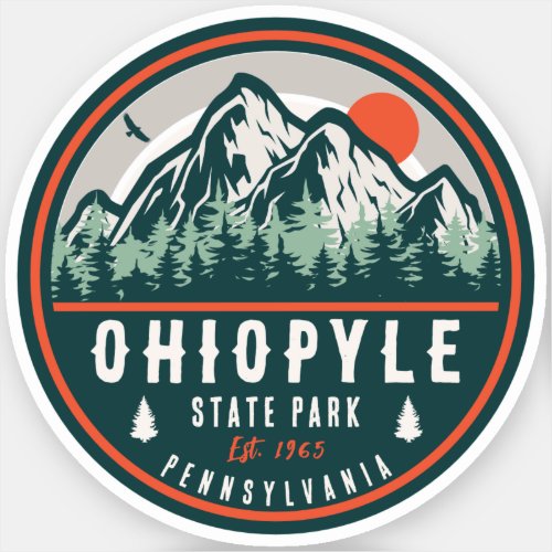 Ohiopyle State Park Penn Retro Sunset Badge Sticker
