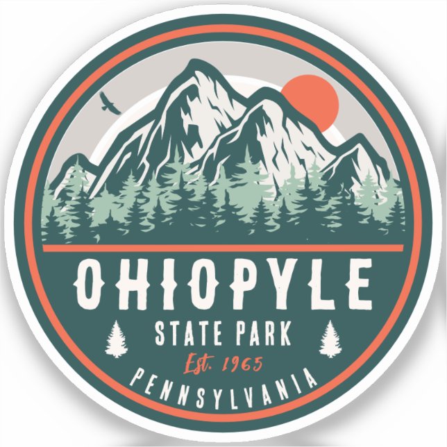 Ohiopyle State Park Penn Retro Sunset Badge Sticker (Front)