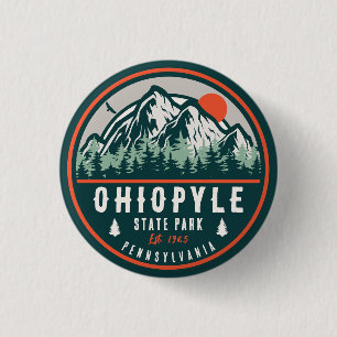 Ohiopyle State Park Pennsylvania Retro Sunset Button
