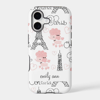 Ohlala Cute Paris Poodle and Eiffel Tower Pattern iPhone 17 Case