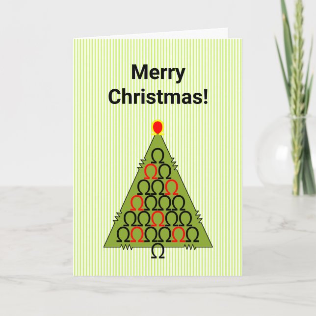 Ohm Christmas Tree Christmas Card (Front)