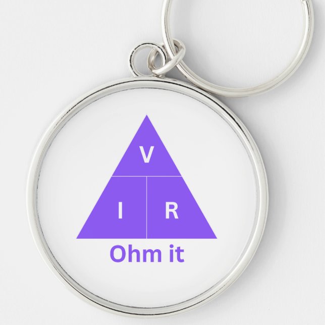 Ohm It Purple Ohm's Law Triangle Keychain (Front)