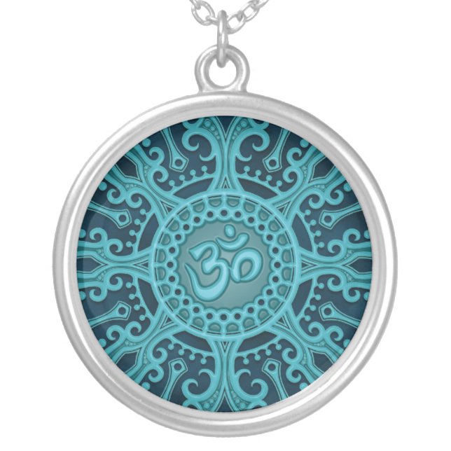 Ohm Star (blue) Silver Plated Necklace (Front)
