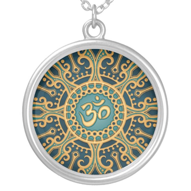 Ohm Star (blue) Silver Plated Necklace (Front)