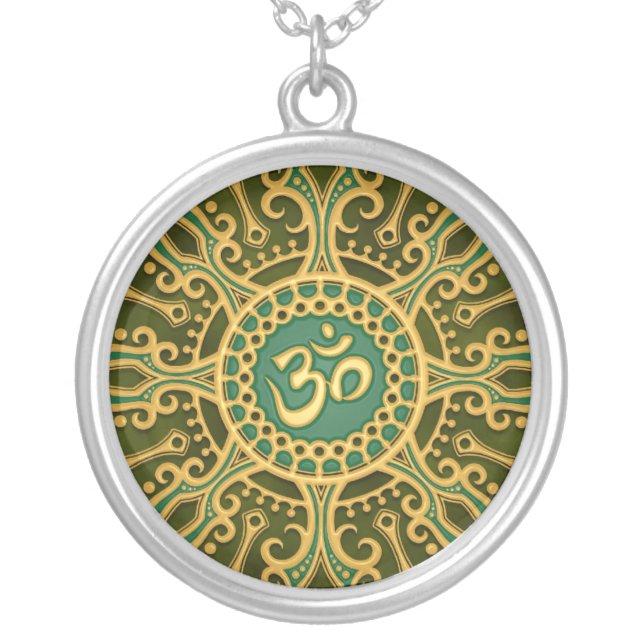 Ohm Star (green) Silver Plated Necklace (Front)