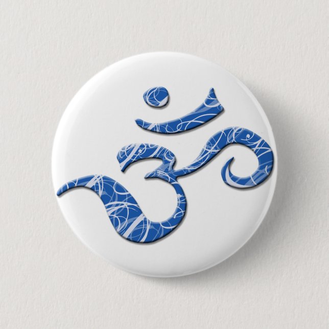 Ohm Symbol Button in Blue (Front)