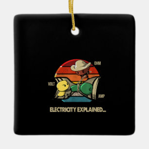 Ohm Volt Amp Electricity Explained  Electrician Ceramic Ornament