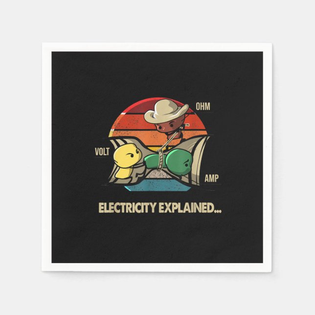 Ohm Volt Amp Electricity Explained  Electrician Napkins (Front)