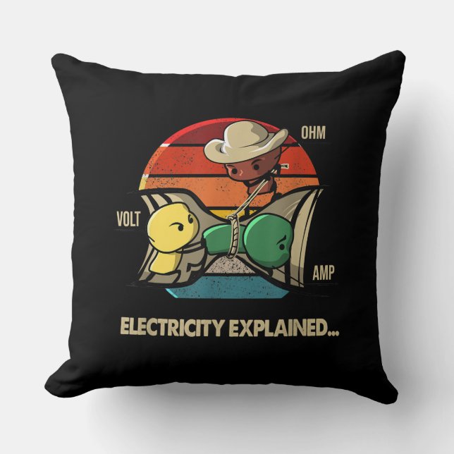 Ohm Volt Amp Electricity Explained  Electrician Throw Pillow (Front)