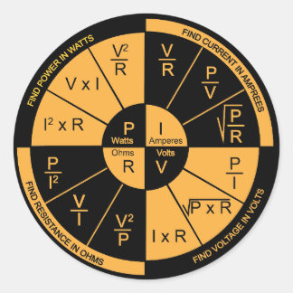 Ohm's Law - Black and Orange Classic Round Sticker