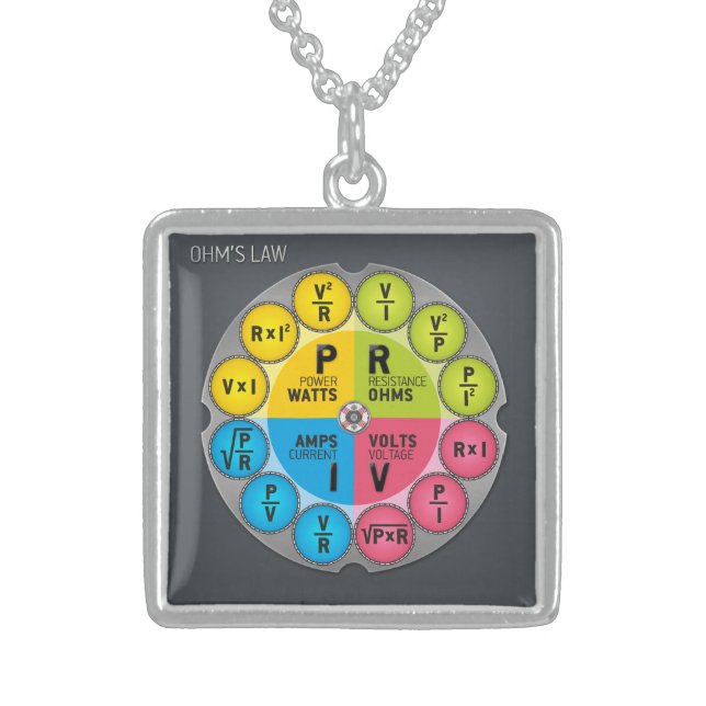 Ohm's Law Circle Sterling Silver Necklace (Front)