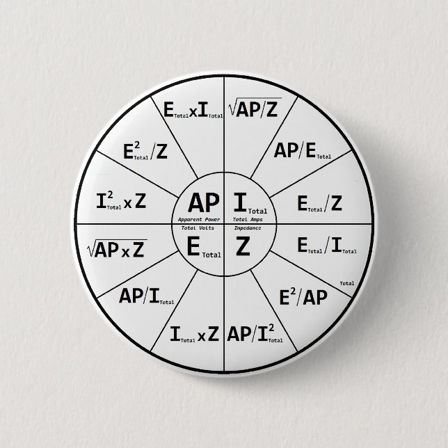 Ohms Law for AC Pinback Button (Front)
