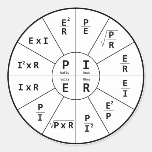 Ohms Law for DC Classic Round Sticker