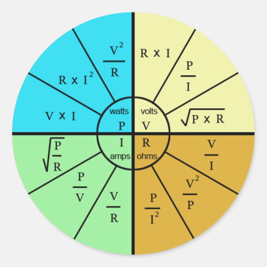 Ohm's Law Formula Wheel Classic Round Sticker | Zazzle