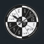 Ohm's Law Round Clock Black and White Dial<br><div class="desc">Ohm's Law Round Clock with black and white dial</div>