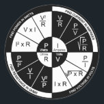 Ohm's Law Sticker- black and white Classic Round Sticker<br><div class="desc">Ohm's Law Sticker- black and white.</div>