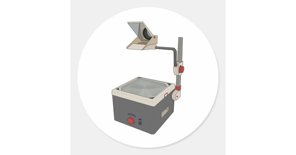 OHP 80s 90s Overhead Projector Classic Round Sticker Zazzle