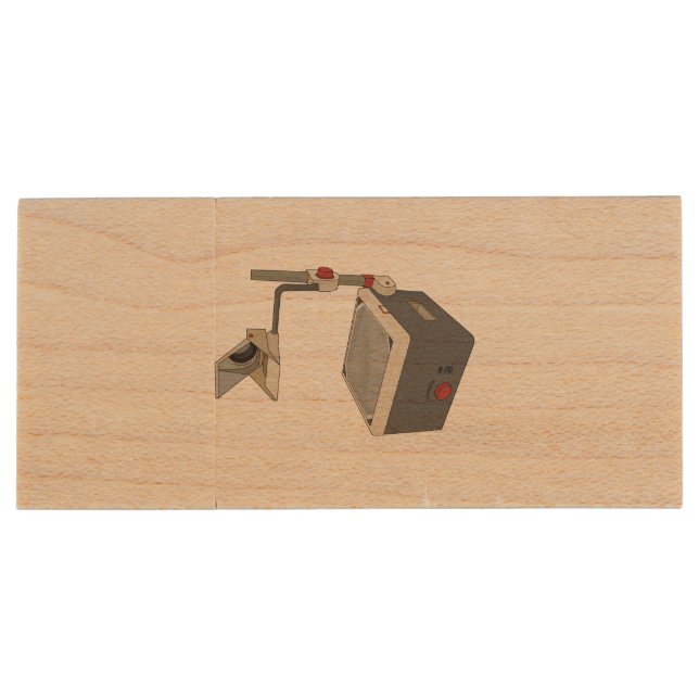 OHP 80s 90s Overhead Projector Wood Flash Drive (Back)