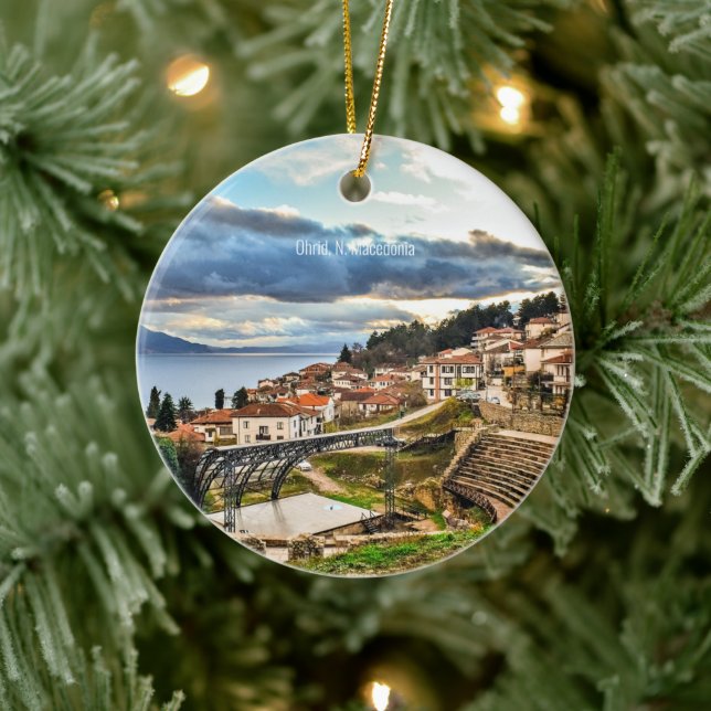 Ohrid, Macedonia cityscape Ceramic Ornament (Tree)