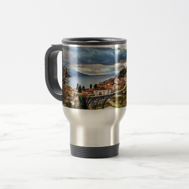 Ohrid, Macedonia landscape Travel Mug (Front Left)