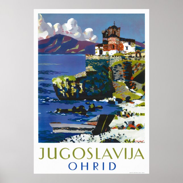 Ohrid Yugoslavia Vintage Travel Poster Restored (Front)
