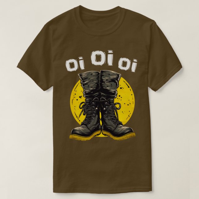 Oi Oi Oi Punk Rock Combat Boots Skinhead Music Oi  T-Shirt (Design Front)