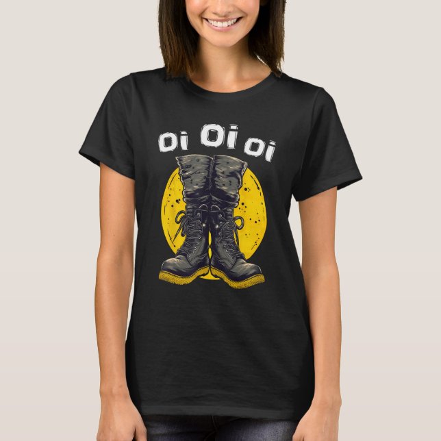 Oi Punk Music Skinhead Combat Boots  Oi Punk T-Shirt (Front)