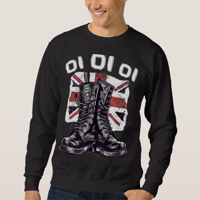 Oi Punk Rock With Skinhead Combat Boots - Oi Oi Oi Sweatshirt (Front)