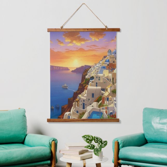 Oia, Santorini, Greece Art     Hanging Tapestry (Living Room)