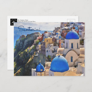 Oia, Santorini. Greece Painting Postcard
