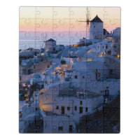 Oia Santorini Greece Sunset Scenic Travel Jigsaw Puzzle