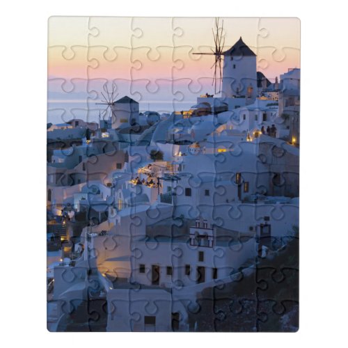 Oia Santorini Greece Sunset Scenic Travel Jigsaw Puzzle