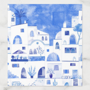 Oia Santorini Greece Watercolor Townscape Painting Envelope Liner