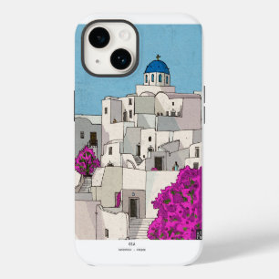 Oia Santorini Island Greece Whimsical Illustration iPhone 14 Case