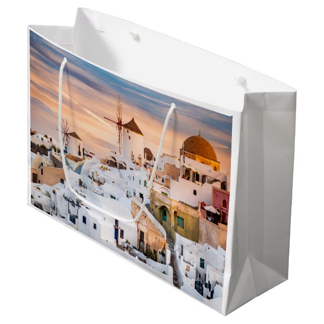 Oia Santorini  Large Gift Bag (Front Angled)
