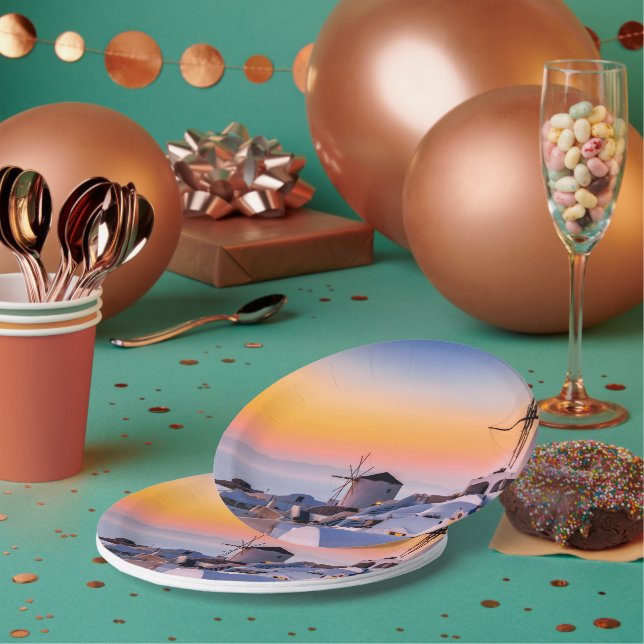 Oia, Santorini   Paper Plates (Multi)
