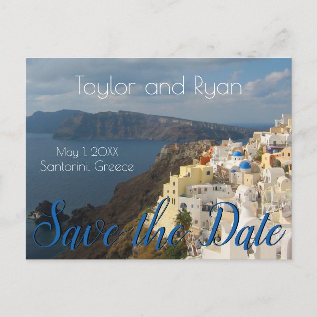 Oia, Santorini shimmers in the afternoon sun. Invitation Postcard (Front)