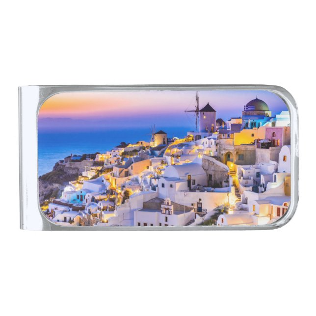 Oia Santorini Silver Finish Money Clip (Front)