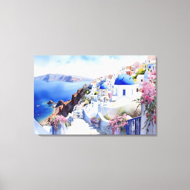 Oia, Santorini - Stretched Canvas Print (Front)