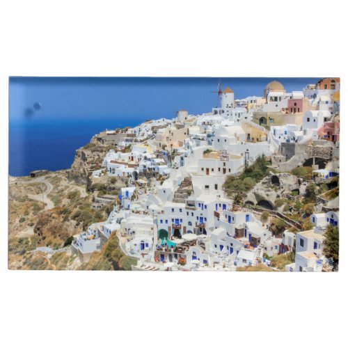 Oia village on Santorini island north Greece Place Card Holder