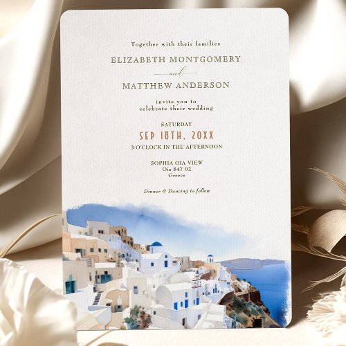 Oia Village Santorini Island Greece Wedding Invita Invitation