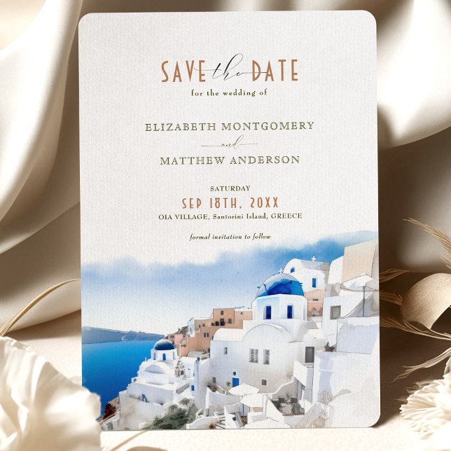 Oia Village Santorini Save The Date Wedding Italy  Invitation (Creator Uploaded)