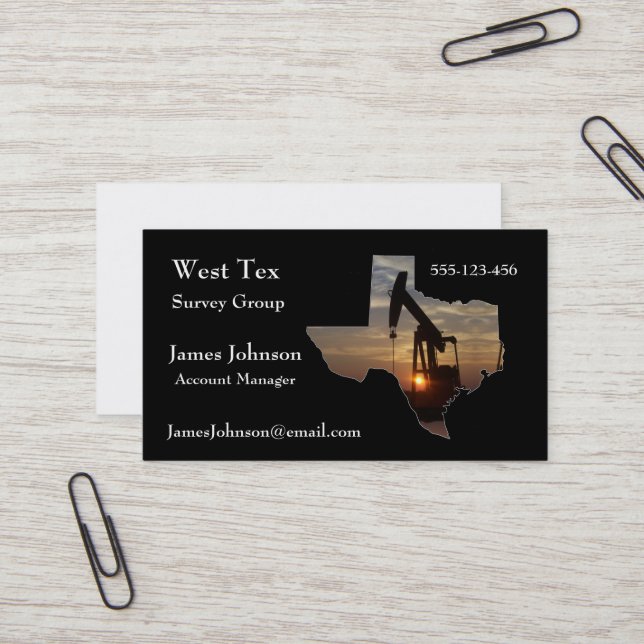 Oil And Gas Industry Business Cards Texas Shape 2 (Front/Back In Situ)